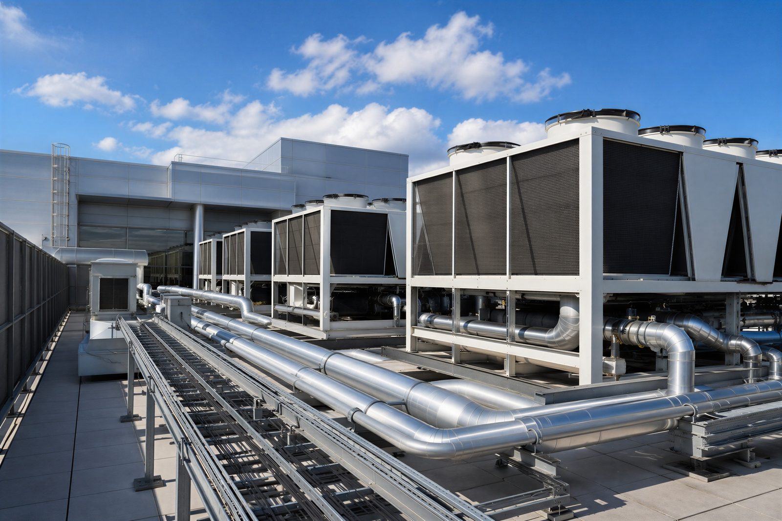 Chillers HVAC en azotea de data center